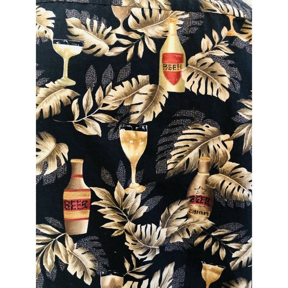 Campia Moda Mens Hawaiian Camp Shirt Black Beer - Picture 5 of 6